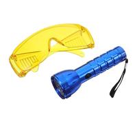 FOYTOKI Lampe Torche UV en Alliage D'aluminium et Plastique pour Détection Rapide de Fuites Système Climatisation Automobile Colorant Fluorescent et Lunettes de Protection