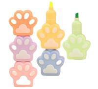 FOYTOKI Lot de 1 set de Surligneur Scolaire Motif Patte de Chat Marqueur de Dessin Animé Petit Format Couleurs Assorties Vives Stylo pour Journal Intime et Fournitures de Bureau