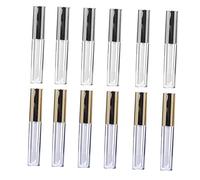 FOYTOKI Lot de 12 Tubes à Lèvres Vides 5ml en Plastique Injecté Épaissi, Corps Transparent, Capuchons Électroplaqués Argenté et Doré, Adaptés pour Gloss à Lèvres, Voyage et Maquillage