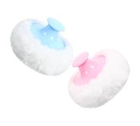 FOYTOKI Lot de 2 Houppettes à Poudre pour Bébé 8 Cm Ultra Douces en Peluche, Applicateurs Cosmétiques Réutilisables, Couleurs Bleu Clair et Rose Clair, pour Soin Corporel et Maquillage