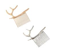 FOYTOKI Lot de 2 Peignes à Cheveux en Alliage Décoratifs Motifs Bois de Cerf, Confortables à Porter, Accessoires Chics pour Femmes Lors de Bals ou Rassemblements