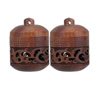 FOYTOKI Lot de 2 Pendentifs Lanterne en Bois Sculpté Lotus, Diffuseur Parfum Portable Creux, Petite Bouteille Décorative Suspendue pour Aromathérapie et Bien-être, Accessoire