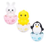 FOYTOKI Lot De 3 Jouets à Bascule Bébé Motif Dessin Animé, Jouets Hochets Éducatifs Précoces, Plastique Résistant Aux Chocs, Apaisant Et Stimulant La Motricité Fine des Tout-Petits
