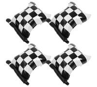 FOYTOKI Lot de 4 Ballons Gonflables Drapeau de Course Noir et Blanc, Décoration de Ballons de Fête D'anniversaire Thème Course Automobile, Accessoires Suspendus pour Fête, 4