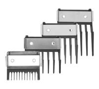FOYTOKI Lot de 4 Guides de Coupe en Acier Inoxydable et ABS, Sabots de Tondeuse 3-12 Mm avec Boucle Serrage, Adaptés pour Salon et Coiffure à Domicile