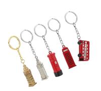 FOYTOKI Lot de 5 Porte-clés Vintage en Alliage de Zinc Breloques British Style Rétro, Accessoires Délicats pour Bricolage et Bijoux Unisexes