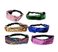 FOYTOKI Lot de 6 Bandeaux à Cheveux à Paillettes en Tissu Design Réversible, Élastiques Décoratifs Stylés pour Femmes et Filles Lors de Fêtes Couleur Aléatoire
