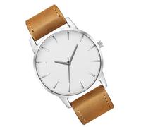 FOYTOKI Montre Décontractée pour Hommes d'affaires Grand Marron en Cuir PU Quartz Précis, Fête des Pères Occasions Spéciales