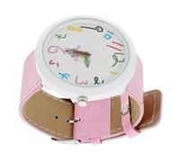 FOYTOKI Montre pour Garçon et Filles en Cuir Rose Aiguilles Crayon, Analogique pour Garçon Fille, Confortable à Porter, Présent pour Apprendre L'heure