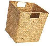 FOYTOKI Panier de Rangement Vintage en Algues, Portable, Cuisine et Maison | Tressage Artisanal Jaune, Poignées de Transport Pratiques, Style Moderne Simple, Usage Polyvalent au Quotidien
