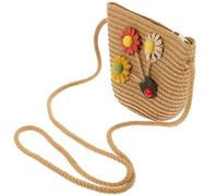 FOYTOKI Paquet à Bandoulière en Paille Tissée pour Petite Fille Mini Pochette d'Été au Design Ravissant Paquet de Rangement Léger et Pratique Couleur Kaki Style pour Vacances et
