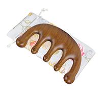 FOYTOKI Peigne De Massage En Bois De Santal Vert Dents Larges Pour Cuir Chevelu Cheveux Sensibles Usage Personnel Et Familial Pochette De Transport