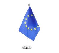 FOYTOKI Petit drapeau de table Union européenne avec base pour décoration de fête drapeaux de classe et décoration de drapeaux internationaux