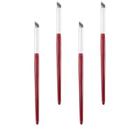 FOYTOKI Pinceaux pour Nail Art 4 Pcs en Poils Synthétiques Rouges, Pinceaux Manucure Professionnels pour Peinture Acrylique et Dégradé, Accessoires Nail Art pour Dessin Fin et Motifs