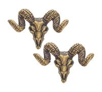 FOYTOKI Poignée de Porte en Laiton Vintage de Tête de Chèvre 2 Pièces, Boutons Décoratifs pour Meubles de Style Rétro, Cuisine et Salle de Bain