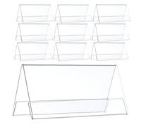 FOYTOKI Porte-nom de Bureau en Pet Transparent, Lot de 10 Pièces, Design Double Face Stable et Professionnel, pour Sessions de Formation et Événements