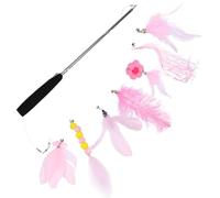 FOYTOKI pour Chat Canne à pêche Chaton en Plastique et Peluche, Lot de 7 pièces Rose, conçu pour Attirer l'attention du Chat et l'occuper