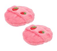 FOYTOKI Puff à Poudre Rond en Peluche Polyester Rose, Structure Souple et Effet Longue Durée, Design Brodé Mignon, Lot de 2 pour Maquillage Visage