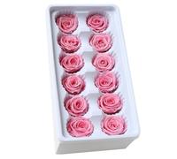 FOYTOKI Rose préservée 12 Pièces/Boîte Têtes de Fleurs Roses pour Cadeaux de Saint-Valentin et Bouquet DIY, Décorations de Mariage, Longue Durée, Décoratif