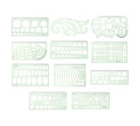 FOYTOKI Set de Règles Géométriques Plastique Modèles de Dessin Pratiques pour École Bureau et Design Outils de Mesure Multifonctionnels