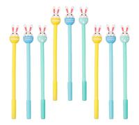 FOYTOKI Stylo Élèves 9pcs Set Stylos à Écrire Silicone Noir 0,5 Mm Forme Lapin Dessin Animé Écriture Fluide Résistance à L'usure pour Étude