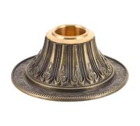 FOYTOKI Support de Moulin à Prières Tibétain en Cuivre, Socle Lotus | Base Portable à Trou de 2,5cm, Usage pour Sanctuaires et Cérémonies Bouddhistes, Finition Café