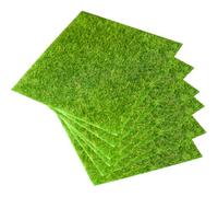 FOYTOKI Tapis de Gazon Synthétique en Pvc Vert, 6 Pièces Compactes Forme Réaliste, pour Décoration de Jardin Miniature et Aménagement Paysager Rustique
