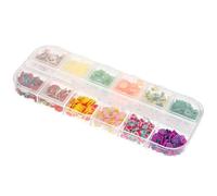 FOYTOKI Tranches de Pâte Polymère Fruitée pour Nail Art 3d, Accessoires pour Ongles en Plastique 12 Compartiments, Décoration Colorée pour Manucure et DIY