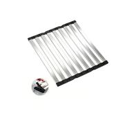 Foyucool Égouttoir de Vaisselle Pliable, Égouttoir Compact et Pliable en Acier Inoxydable Alimentaire avec Pieds Antidérapants en Silicone, Organisateur d'Évier et Plan de Travail, 42 x 32,5 cm