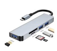 Foyucool Hub USB C, rallonge USB 5 en 1, répartiteur USB avec 1 x USB 3.0, 2 x USB 2.0, 2 x ports de lecteur de cartes TF/SD pour PC, ordinateur portable, tablette