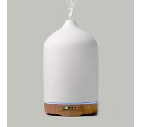 Foyucool Humidificateur Céramique, 250 ml Humidificateur d'air, 7 Couleurs de Lumière et 2 Modes de Pulvérisation, Minuterie 1/3/5H et Arrêt Automatique Sans Eau, pour Chambre, Yoga, Blanc