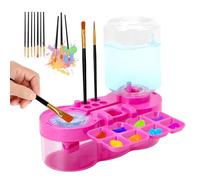 Foyucool Nettoyeur de Pinceaux, avec 10 Pinceaux, Conception du Recyclage de l'eau, avec Porte-pinceaux et Palette, pour Acrylique, Aquarelle, Peinture à Base d'eau, Rose