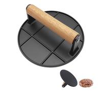 Foyucool Smash Burger Press, 16cm Rond Presse à Hamburger, Poignée en Bois Résistant à la Chaleur, pour Steak, Burger, Viande, Barbecue, Noir