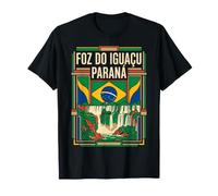 Foz do Iguacu Paraná Drapeau du Brésil Cascades Art Vintage T-Shirt