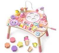 Fozcmisw Table d'Activité Montessori en Bois 10 en 1 Licorne dès 18 Mois | Manipuler, Trier, Tourner et écouter Aide la Motricité Fine Dans Les Jeux Quotidiens