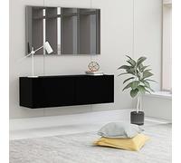 FOZICV Armoire TV suspendue - Armoire stéréo - Meuble TV pour salon, chambre à coucher ou bureau - Design élégant et pratique - Noir - 100 x 30 x 30 cm