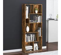 FOZICV Bibliothèque - Étagère de rangement - Armoire haute - Séparateur de pièce - Pour salon, chambre à coucher ou bureau - Design élégant et classique - Chêne fumé - 67 x 24 x 161 cm