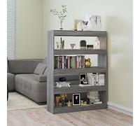 FOZICV Bibliothèque - Étagère de rangement - Armoire haute - Séparateur de pièce pour salon, chambre à coucher ou bureau - Design élégant et classique - Gris sonoma - 100 x 30 x 135 cm