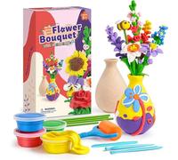 Fozriybefy 1 Kit D'Artisanat de Fleurs pour Enfants Kit de Pâte à Modeler de Bouquet de Fleurs pour Filles Garçons Âgés de 6 Ans et Plus