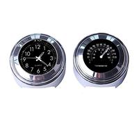 Fozriybefy 2 PièCes Moto Quartz Horloge et ThermomèTre 7/8 Pouces éTanche VéLo Guidon Montre en Aluminium Accessoires Universels