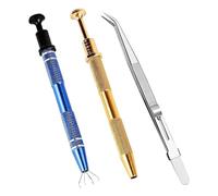 Fozriybefy 3 Pièces Piercing Ball Grabber-Tool 2 Pack 4 Griffe Outil de Ramassage de Bijoutier et 1 Pack Pince à Épiler de Bijoutier en Acier Inoxydable