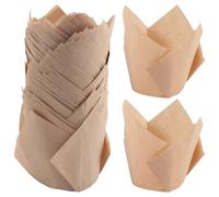 Fozriybefy 50 Pièces de Doublures de Cupcakes, Doublures de Cupcakes et de Muffins en Papier de Cuisson Tulipe, Moules de Cuisson Non Blanchis, Couleur Peau de Vache