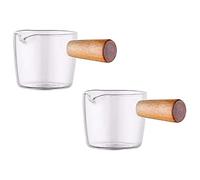 Fozriybefy CréMier en Verre Transparent 2 PièCes SéRies avec PoignéE en Bois, Mini Pichet de CréMier au Lait de Café. 100 ML