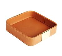 Fozriybefy Plateau de Rangement de Bureau en Cuir, Plateau Organisateur Fourre-Tout pour Table D'Entrée pour Contenir des, Montre, Téléphone, Portefeuille, Conteneur 18,2 X 18,2 X 4,2 c
