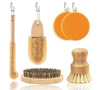 FOZUBOYO Kit de brosses de nettoyage de cuisine - Respectueux de l'environnement - Brosse en bois pour bouteilles, casseroles, poêles, vaisselle en bois - Brosse à légumes