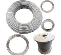 FP INOX - Câble En inox A4-316 Torons 7x19 fils, Diamètre et longueur à Choisir, Acier Inoxydable, bricolage, garde corps, jardin, terrasse (spécial pour l'extérieur) (Ø6 mm, Couronne 40 mètres)