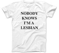 FP Nobody Knows I'm A Lesbian As Worn by Axl Rose Graphic Tee Printed T-Shirt Fashion Shirt for MenWhite T-Shirts à Manches Courtes(Medium)