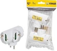 FP00316.B Adaptateur Multiple SICURY 250 V Vertical-Max 1500 W, fiche Allemand/français, Trois Prises 2P+T 16 A universelles Standard Italien Type P40, Blanc, 2 pièces, 2 pezzi