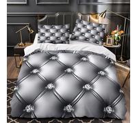 FPAKAKIIE Diamant de Luxe 3D Imprimé Housse de Couette Microfibre Respirant Design Moderne et élégant Drap de Couette 2 taies Anti-Tache déco Chambre Enfant Double（200x200cm）