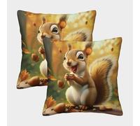 FPAKAKIIE écureuils Carrée Mignonne Housses De Coussin Lot De 2 pour Décoration De Maison, Canapé, Chaise, Canapé 40x40cm